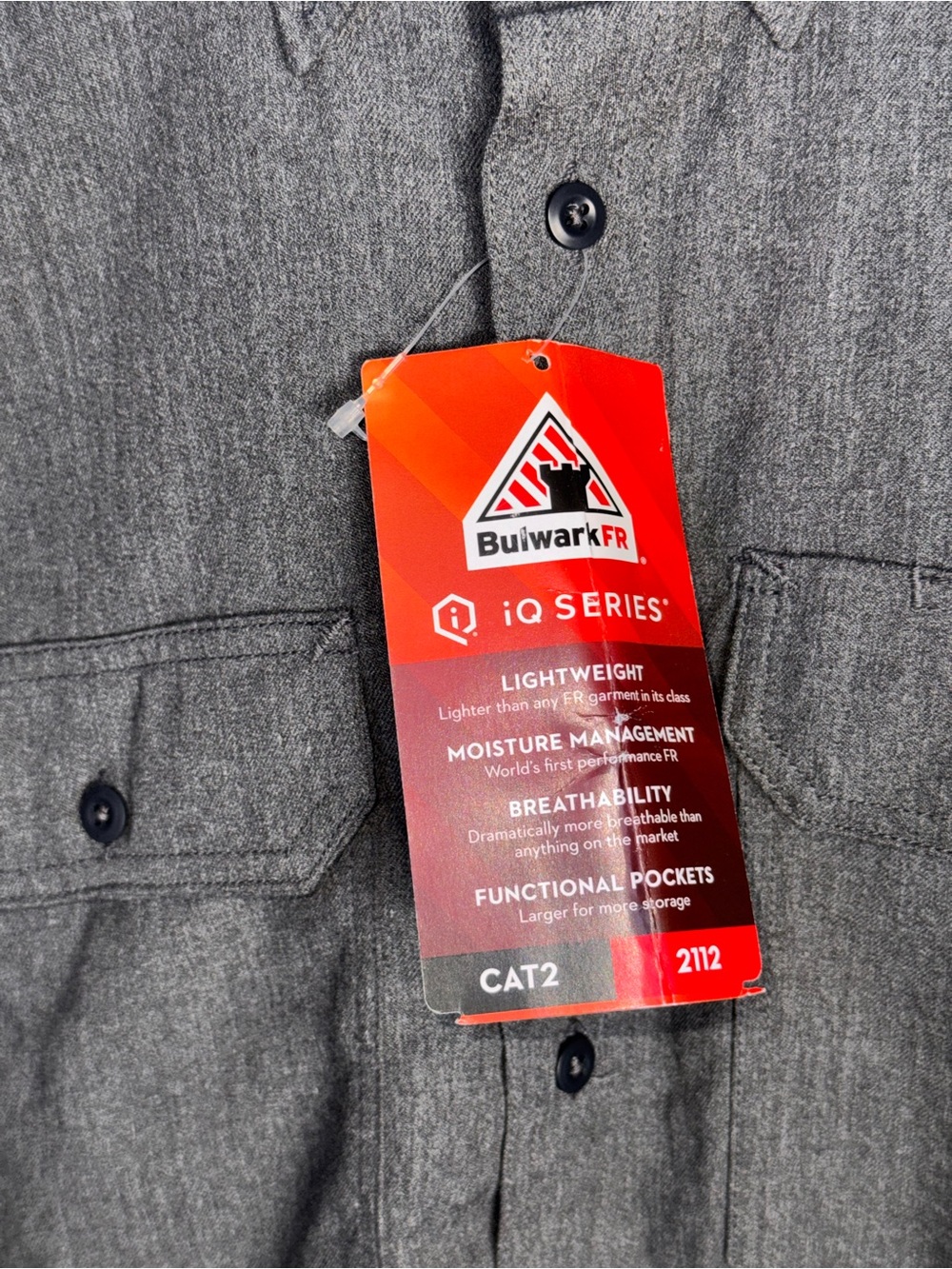 Bulwark FR IQ Series Shirt Men M Gray Flame Resistant CAT 2 Work Shirt - Picture 2 of 7